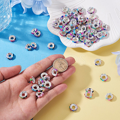 100Pcs Plastic Glass Rhinestone European Beads KY-TADJ0001-02-1