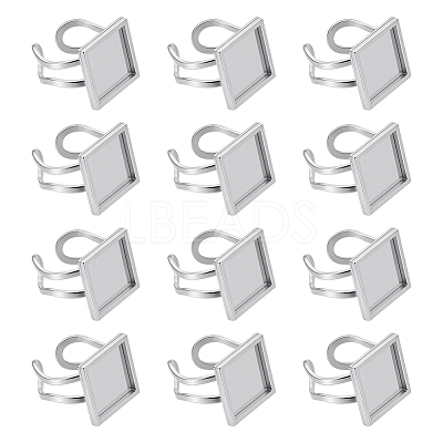 12Pcs 201 Stainless Steel Cuff Pad Ring Settings STAS-BC0004-09B-1
