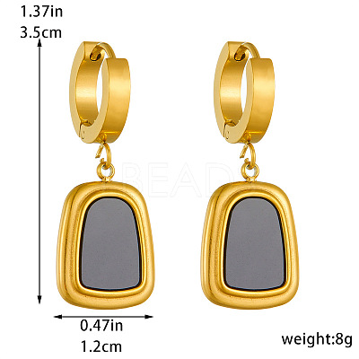 Trapezoid Stainless Steel with Natural Shell Pendant Necklaces & Hoop Earrings Sets WG9CFB5-01-1