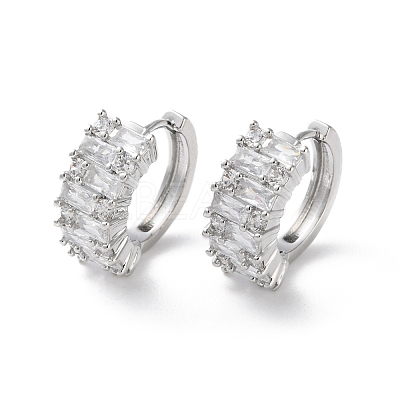 Rack Plating Brass Clear Cubic Zirconia Hoop Earrings EJEW-S241-07P-1
