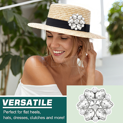4Pcs Flower Alloy with Glass Rhinestone Shoe Buckle Clips AJEW-FG0003-64D-1