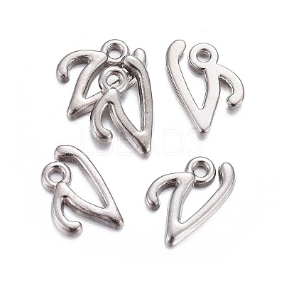 Platinum Plated Alloy Letter Pendants PALLOY-J718-01P-V-1