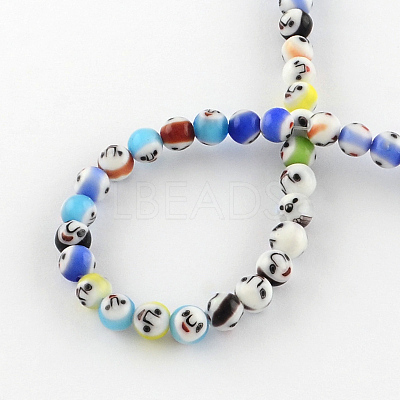 Round Handmade Lampwork Bead Strands LAMP-S169-01-1