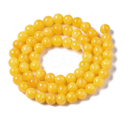 Natural Dyed Yellow Jade Gemstone Bead Strands X-G-R271-6mm-Y07-1