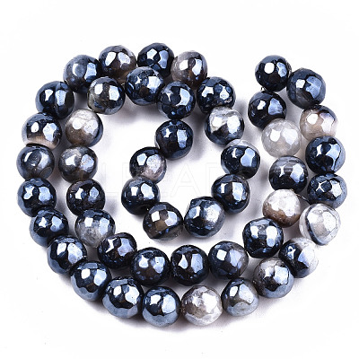 Electroplate Natural Fire Crackle Agate Beads Strands G-T131-54A-1