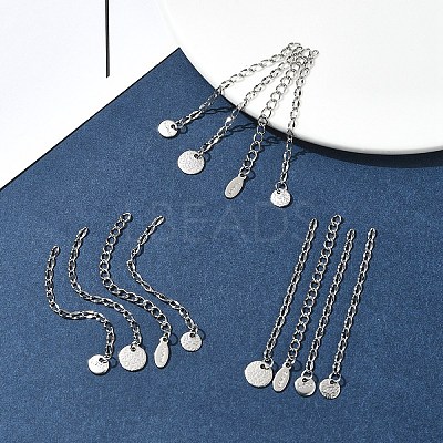 12Pcs 4 Styles 304 Stainless Steel Chain Extender FIND-FS0002-96B-1