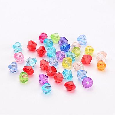 Mixed Color Chunky Dyed Transparent Acrylic Faceted Bicone Spacer Beads for Kids Jewelry X-DBB6mm-1