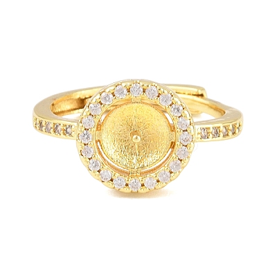 Brass Micro Pave Cubic Zirconia Adjustable Ring Components KK-CBAC351-01G-1