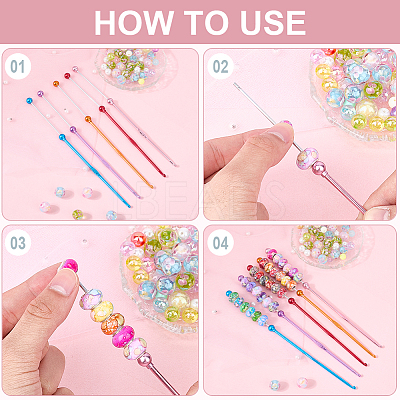 8Pcs 5 Colors DIY Alloy Beadable Crochet Hooks AJEW-CP0006-89-1