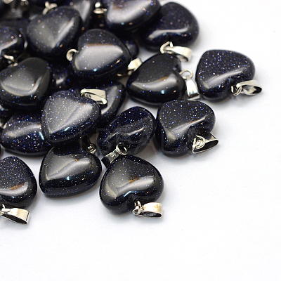 Heart Synthetic Blue Goldstone Pendants G-Q371-13-1