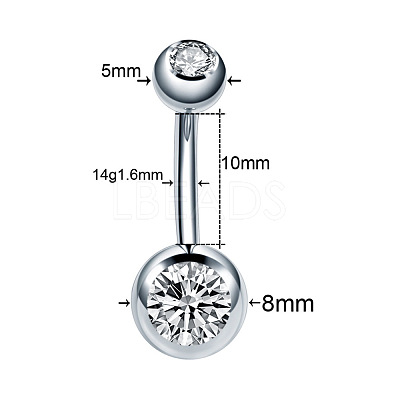 Clear Cubic Zirconia Belly Button Rings WG9960A-11-1