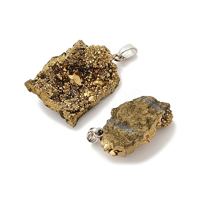 Electroplated Raw Rough Natural Druzy Agate Pendants G-H084-07P-03-1