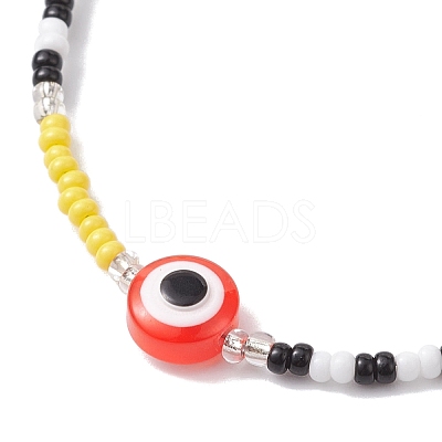 Resin Evil Eye & Glass Seed Beaded Bracelets BJEW-MZ00050-1