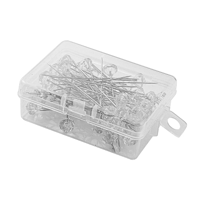 50Pcs Crystal Head Steel Sewing Craft Positioning Needles TOOL-NH0001-03C-1