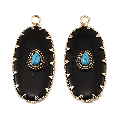 Natural Obsidian & Synthetic Turquoise Carved Pendants GG-CBA5963-02G-1