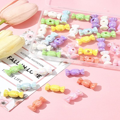 40Pcs UV Plating Opaque Acrylic Beads OACR-FS0002-27-1
