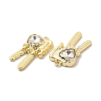 Glass Heart Key Pendants PALLOY-E024-29LG-01-1