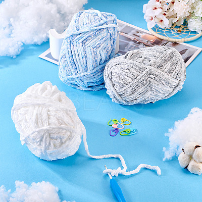 3 Rolls Super Bulky Plush Polyester Chenille Yarn OCOR-MB0001-06C-1