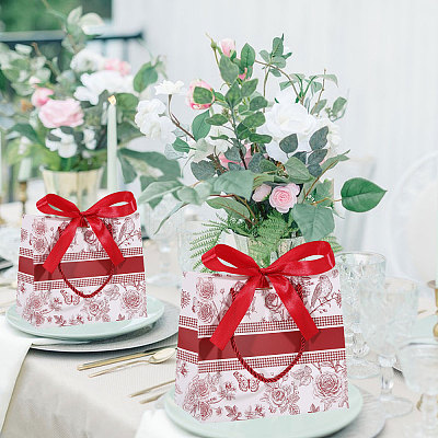 Floral Printed Paper Gift Tote Bags ABAG-WH0044-82D-1
