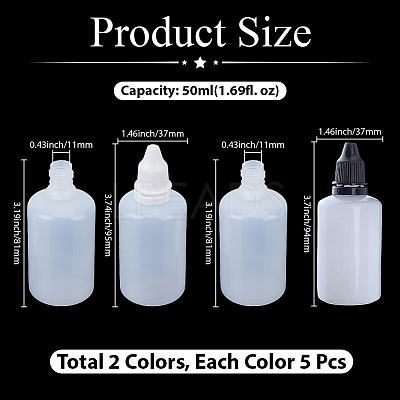 10Pcs 2 Styles PE Plastic Refillable Bottles AJEW-GF0013-39A-1