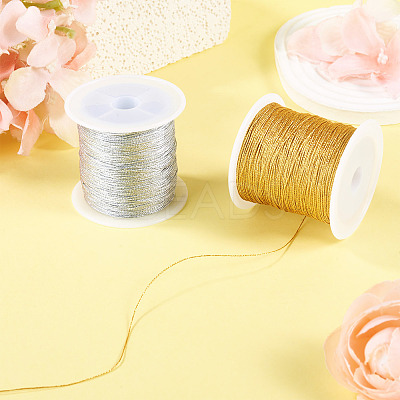 2 Rolls 2 Colors 6-Ply Round PET Metallic Thread MCOR-TA0001-03B-1