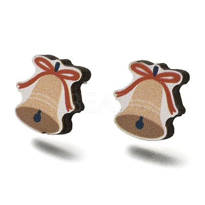 Christmas Printed Wood Stud Earrings for Women EJEW-U025-01E-1