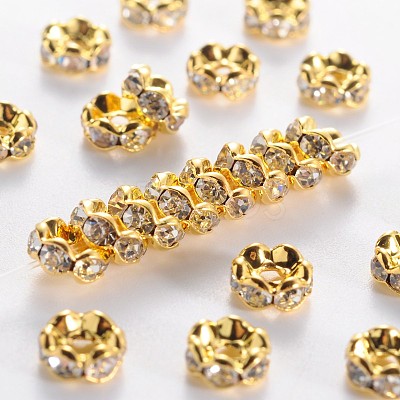 Brass Grade A Rhinestone Spacer Beads RSB028NF-01G-1