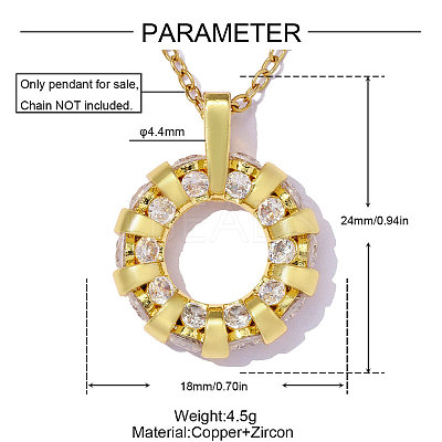 Brass Micro Pave Clear Cubic Zirconia Pendants CU-OY001-65G-1