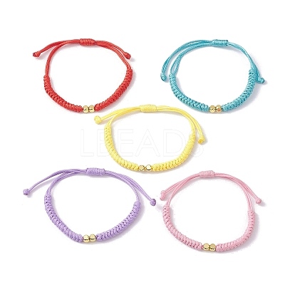 Brass Braided Bead Bracelet BJEW-JB09974-1