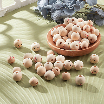 60Pcs 3 Style Maple Wood European Beads WOOD-AR0001-19-1