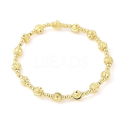 Brass Round Beaded Stretch Bracelets for Women Men LS-BJEW-Z129-01G-1