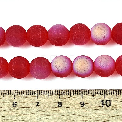 Frosted Transparent Glass Beads Strands GLAA-T032-T10mm-MBB09-1