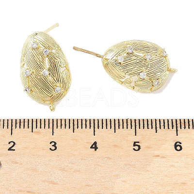Brass Micro Pave Clear Cubic Zirconia Stud Earring Findings KK-Z106-02G-02-1