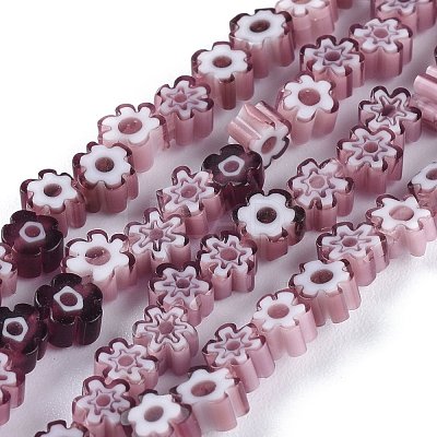 Handmade Millefiori Glass Bead Strands LAMP-J035-4mm-10-1