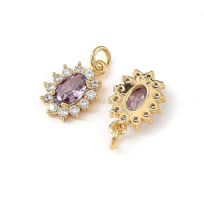 SHEGRACE Brass Micro Pave Cubic Zirconia Pendants XGRQ2O119-446E-G-1