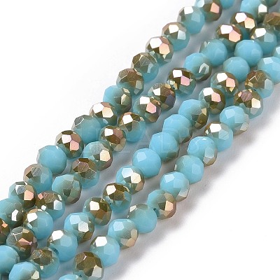 Electroplate Opaque Solid Color Glass Beads Strands EGLA-A034-P4mm-J03-1