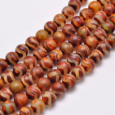 Natural Tibetan Style dZi Beads Strands G-P229-A-07A-6mm-1