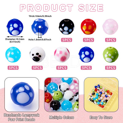 40Pcs 8 Colors Handmade Lampwork Beads LAMP-TA0001-54B-1