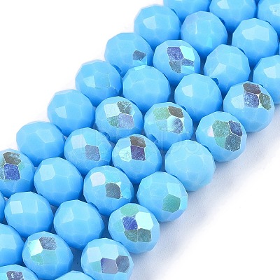 Electroplate Opaque Solid Color Glass Beads Strands LS-EGLA-A044-P8mm-L08-1