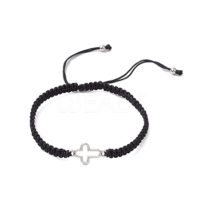 Cross Alloy Connector Charms Braided Bracelets BJEW-JB11067-01-1