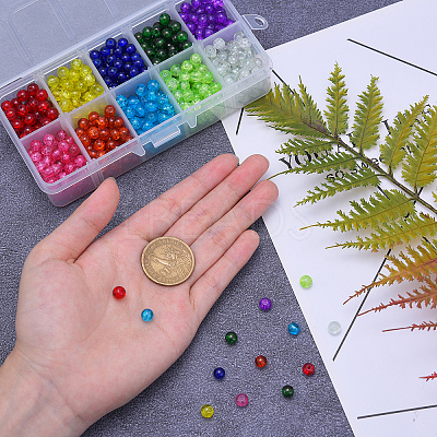800Pcs 10 Colors Spray Painted Crackle Glass Beads CCG-CJ0001-02-1