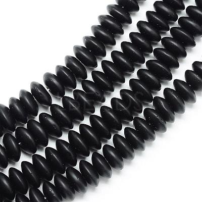 Synthetic Black Stone Beads Spacer Strands G-R359-3x6-02-1