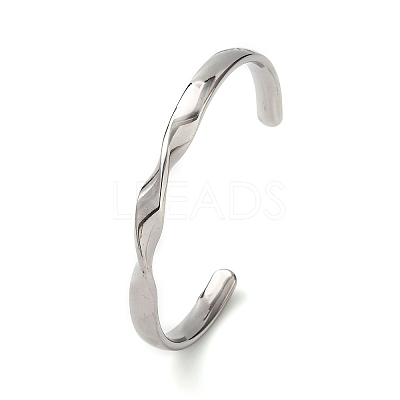 304 Stainless Steel Cuff Bangles for Women BJEW-D361-03P-1
