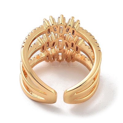 Brass with Cubic Zirconia Open Cuff Rings LS-RJEW-B053-07-1
