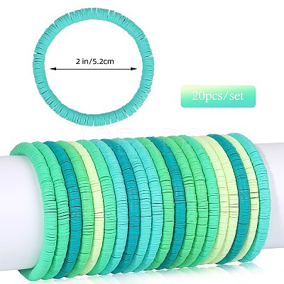20Pcs 5 Colors Polymer Clay Heishi Surfer Stretch Bracelets Set BJEW-SW00132-1