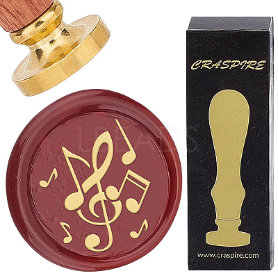 Brass Wax Seal Stamps with Wood Handle AJEW-WH0412-0126-1