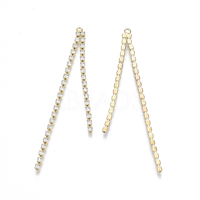 Brass Rhinestone Cup Chains Tassel Big Pendants X-KK-R129-08G-1