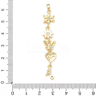 Tassel Brass Micro Pave Clear Cubic Zirconia Big Pendants KK-L271-01G-04-1