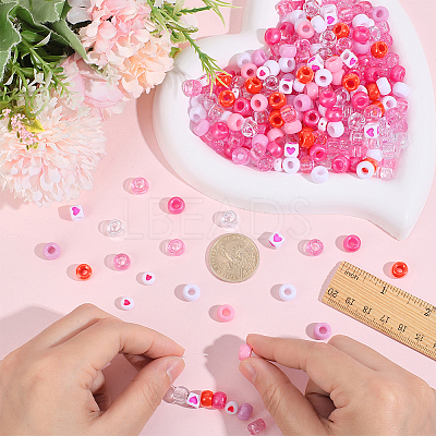 1200Pcs 10 Styles Opaque Plastic and  Opaque Acrylic Beads KY-PA0001-15A-1