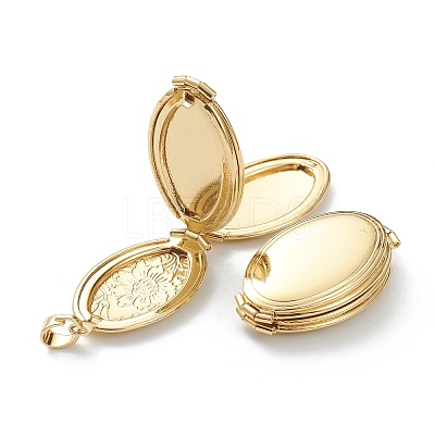 Brass Locket Pendants X-KK-P199-10G-1
